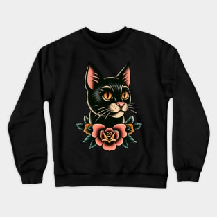 Black cat face tattoo Crewneck Sweatshirt